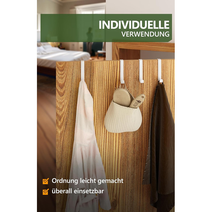 Дверні гачки 4smile - набір з 10 шт. , білі - дверні гачки з нержавіючої сталі для підвішування, універсального використання, двер