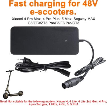 Зарядний пристрій 54,6 В 2 А для електросамокатів Xiaomi 4 Pro Max, 4 Pro Plus, 5 Max, Segway MAX G3/ZT3/ZT3 Pro/F3/F3 Pro/GT3, для літієвих батарей 48 В (ховерборди), штекер 12 мм