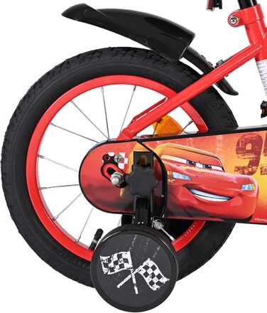 Дитячий велосипед Volare Cars 14 дюймів 3,55 років Ручні та американські гальма, додаткові колеса, захист ланцюга, світловідбивачі Регульоване сідло Подарунок для хлопчиків та дівчаток