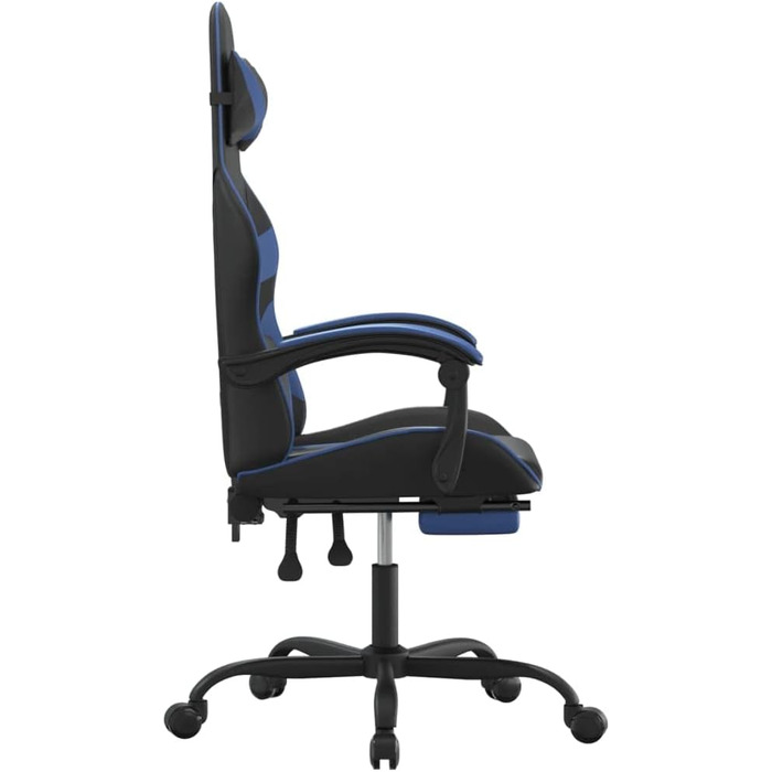 Геймерське крісло з підставкою для ніг, чорно-синє, зі штучної шкіри, поворотне, ергономічне, регульоване для комп&39ютера та офісного використання
