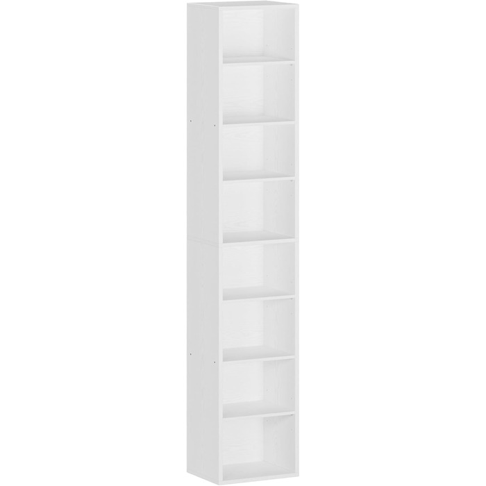 Біла книжкова полиця IRONCK, кубічна полиця з 8 полицями, вузька полиця для вітальні, офісу, спальні, кабінету, 23,6 x 30 x 180 см