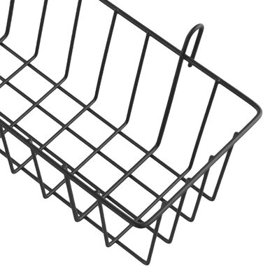 Набір із 6 підвісних дротяних кошиків, 31,5 x 10 x 7,5 см, чорні металеві кошики з гачками для настінних сіток, металеві кошики, дротяні кошики, поличні кошики для стіни