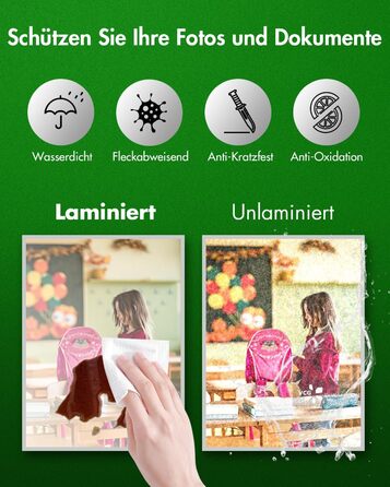 Ламінатор A4, швидкий прогрів за 70 секунд, вбудований різак, ламінатор з технологією NTC з 10 ламінувальними пакетами для A4/A5/A6, для офісу, дому та школи