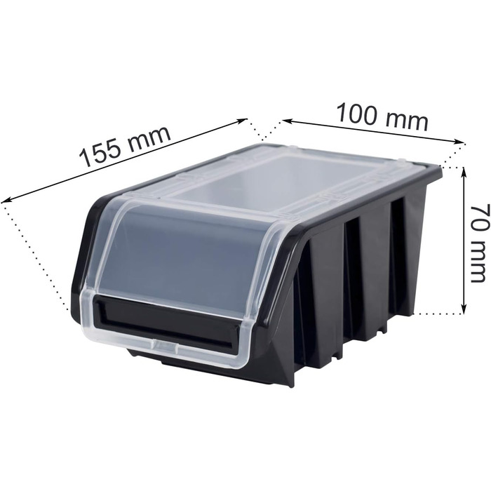 Штабелювані ящики для зберігання PAFEN для настінного монтажу - 1544 x 780 мм - Система зберігання з 80 коробками та кришками - Стелаж для зберігання, відкриті контейнери для зберігання, стелаж для зберігання насипом, чорний