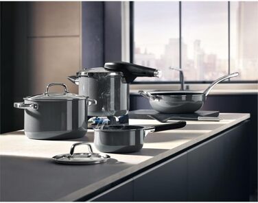 Індукційна каструля під тиском, каструля під тиском 6,5 л, високотехнологічна кераміка, 2 рівні приготування, поворотна ручка все