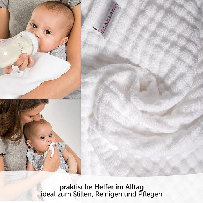 Муслінові пелюшки MAKIAN 10 упаковок - 35x50 см, сертифіковані Oeko-TEX Standard 100 преміум якості - серветки для відрижки преміу