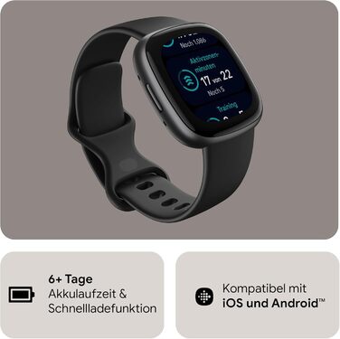 Розумний годинник для жінок/чоловіків Фітнес-трекер з інтегрованим GPS та функцією телефону, 6 днів роботи від батареї, понад 40 режимів тренувань Фітнес-годинник, сумісний з Android/iOS, чорний/графітовий алюміній, 4