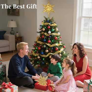 Різдвяна верхівка для ялинки у формі зірки золота Lewondr