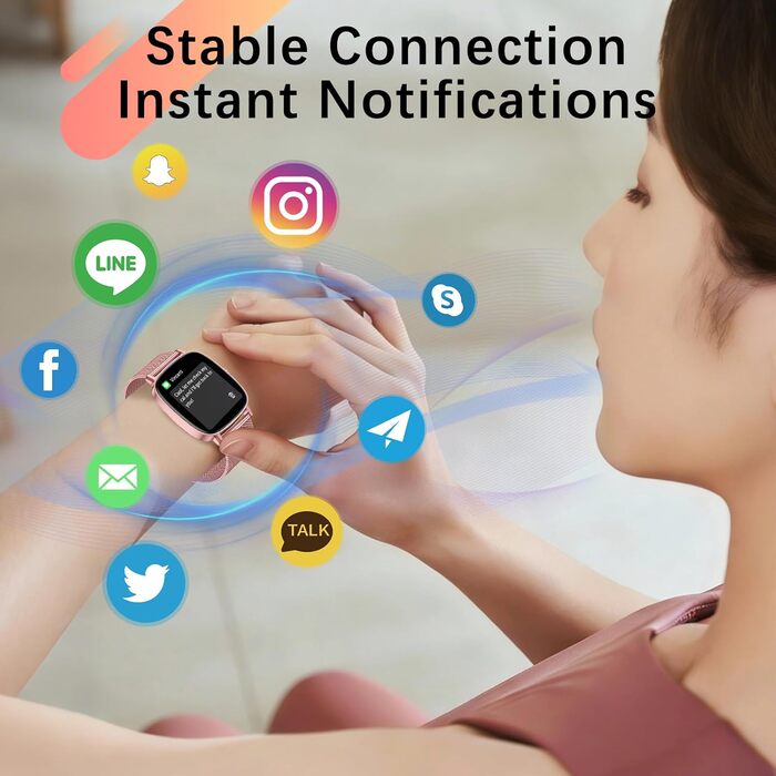 Жіночий смарт-годинник coioc з функцією телефону, 1,85-дюймовий HD фітнес-годинник, 120 спортивних режимів, пульсометр та крокомір, водонепроникний IP68, сумісний з iOS та Android, рожевий