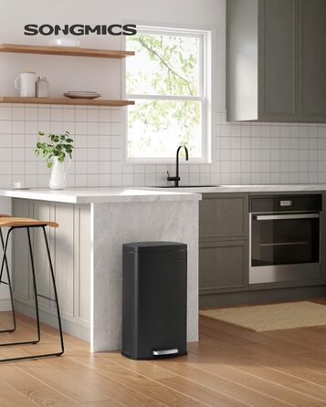 Відро для сміття для кухні, 30 л, відро для сміття, педальне відро для сміття, відро для сміття з кришкою з плавним закриттям і вн