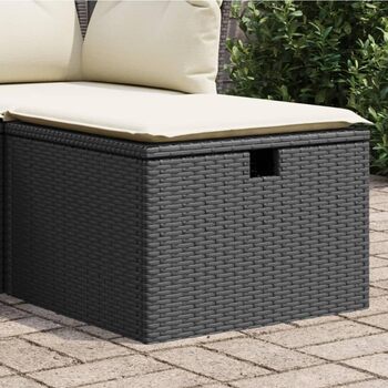 Табурет садовий з подушкою чорний 55x55x37 см Poly Rattan,366002