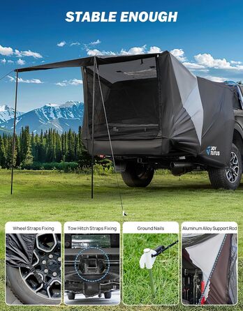 Намет для задньої двері пікапа JOYTUTUS повного розміру, розширювач кузова для пікапів з жорстким або м'яким тентом