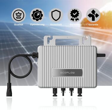 Балконна електростанція SUNNIVA 920 Вт ДВОХФАЗІАЛЬНА, ПОВНОГО ЧОРНОГО кольору, в комплекті з інвертором EcoFlow 800 Вт, повним комплектом фотоелектричної сонячної системи, 2 двосторонніми сонячними модулями типу N зі скловолокна потужністю 460 Вт, кабелем