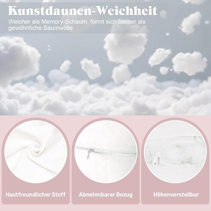 Подушка проти зморшок, косметична подушка для сну на боці, пухова подушка для сну, подушка проти зморшок для старіння, для хірургії очей, для зморшок на обличчі, для підтримки шиї (біла)