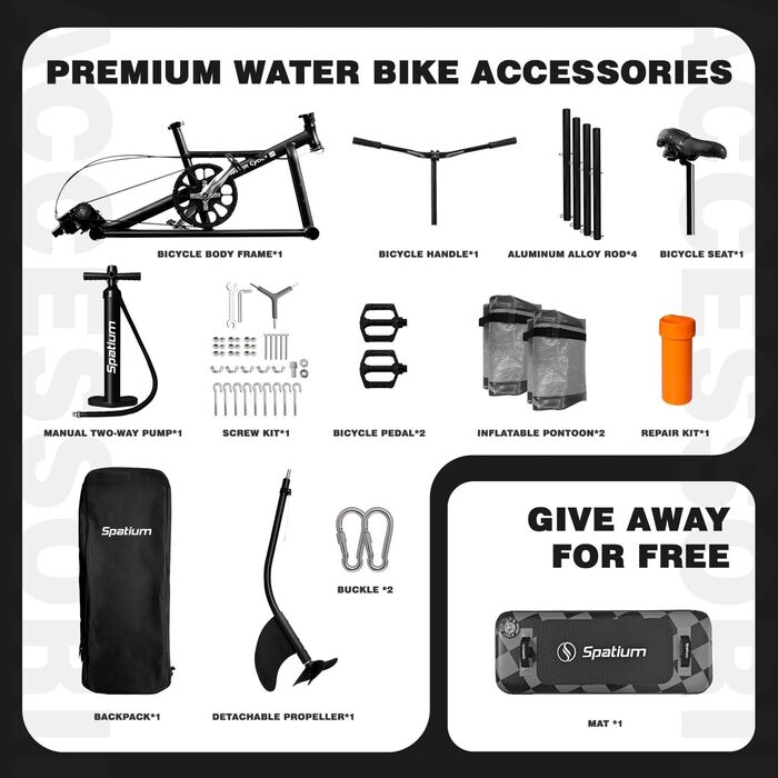 Надувний човен для риболовлі, педальний каяк Spatium, водний велосипед, 200 кг, чек