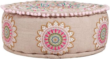 Круглий бавовняний пуф/табурет -1- ø 50 см з наповнювачем Подушка на підлогу/Подушка на сидіння/Східний стиль Вишитий пуф/Підніжжя/Табурет як східний декор