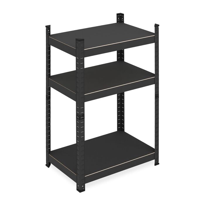 Міцний стелаж Relaxdays, ВxШxГ 90x60x40 см, 3 полиці, сталь, чорний Стелаж для зберігання в підвалі, гаражі, вантажопідйомність 750 кг, вставний монтаж