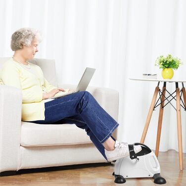 Міні-велотренажер, велотренажер Uten з регульованим опором та нековзним килимком, міні-велотренажер для рук та ніг для дому та офісу, регульований та портативний - білий