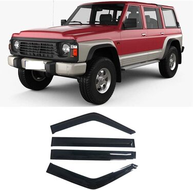 Комплект з 4 дефлекторів вітру скла автомобіля, сумісний з Nissan Patrol Safari Y60 1987-1997, скляні бічні дефлектори скла