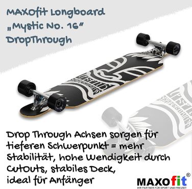 Лонгборд MAXOfit Mystic Deluxe 99 см клен + бамбук високоякісна дека ABEC-9 78A колеса різні дизайни для початківців та профі drop-through freeride cruiser повний компліт оригінал Німеччина 2025