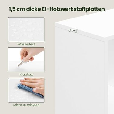 Книжкова полиця EUGAD, книжкова шафа, перегородка для кімнати, полиця для файлів, полиця для зберігання, окремостояча полиця з шухлядою та ніжками, виготовлена з МДФ, 6 полиць, біла, 50x1224 см