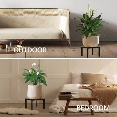 Підставка для рослин MUAEEOK для приміщень та вулиці, металева підставка для горщиків, сучасний тримач для рослин, ротанговий стілець для квітів, низька, коротка підставка для кімнатних рослин, підходить для рослин 12,7 - 30,5 см, чорна