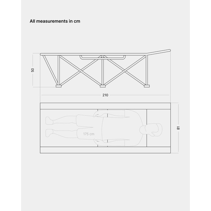 Розкладне ліжечко qeedo Quick Jimmy Travel (210 x 81 см) Стабільне кемпінгове ліжко (до 150 кг) - Темно-сіре