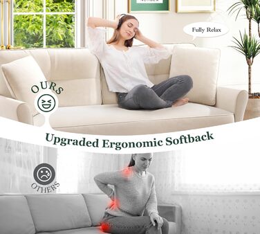 Невеликий 3-місний диван, 175 см. Зручний маленький диван для кімнати підлітка, швидке складання за 3 хвилини без інструментів, сучасний маленький диван для квартири або офісу, бежевий, 175 см.