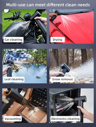 Електричний струменевий сухий повітродув, повітродув для металевого листя, повітродувка зі стисненим повітрям і повітродувка, автомобільна сушарка з потоком повітря 331 км/год для листя, снігу, крапель води та пилу в автомобілі