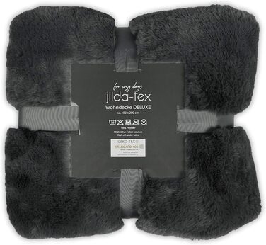 Плед для вітальні, штучне хутро, Rabbit Deluxe, 150x200 см, 750 г/м, плед зі штучного хутра (сірий), сірий, 150 x 200 см