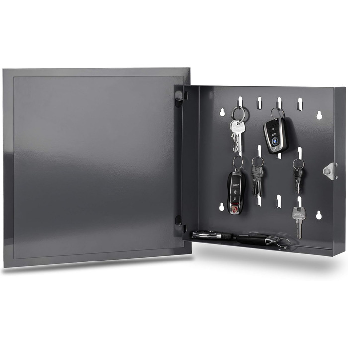 Скринька для ключів Bonsport зі скляною магнітною дошкою - дошка для пам&39яток, включаючи 6 магнітів - ідеально підходить для коридору, вхідної зони, офісу - 33x33x6,8 см - антрацит