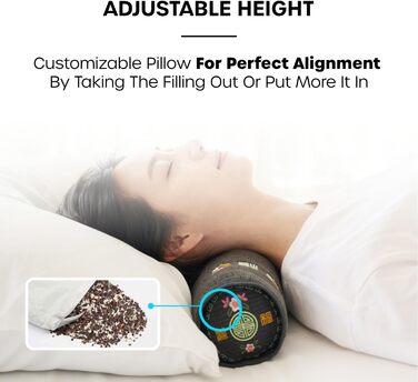 Корейська гречана подушка BTS JK&39s Pick (Begozani), регульована циліндрична подушка (30,5 x 10,2 см) з органічною наволочкою, дихаюча для прохолодного сну, валик для шиї для сну на боці та спині