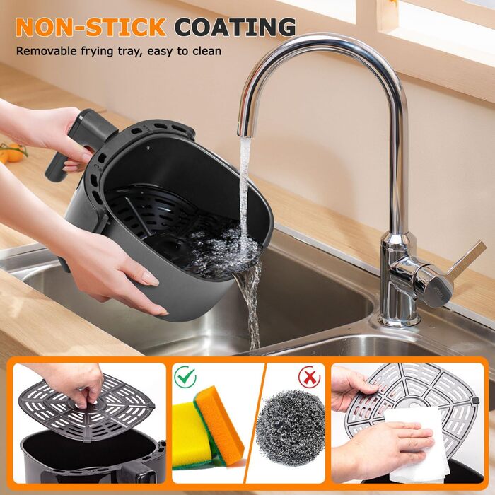 Аерофритюрниця Hayden Alpha 4L, побутова фритюрниця 1500 Вт зі швидкою циркуляцією повітря, таймер на 30 хвилин, регульована температура для здорового приготування з низьким вмістом жиру, чорний