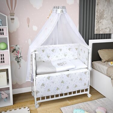 Дитяче ліжечко, біле, 90x40 см, дитяче ліжко/колиска, регульована по висоті, мобільне з колесами та матрацом