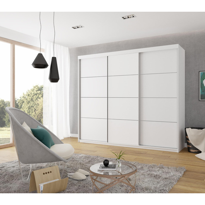Шафа-купе - Шафа для спальні - Шафа для спальні - Шафа - Шафи - Біла Шафа - 250x200x62 см 250x200x62 см Білий