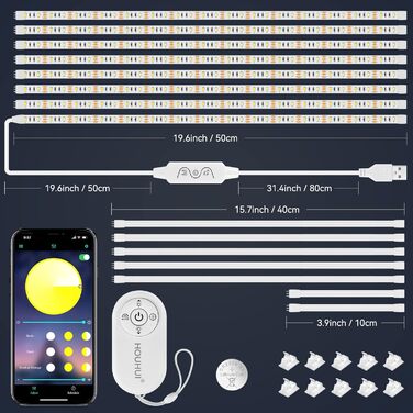 Світлодіодна стрічка 4 м, світлодіодна стрічка з регулюванням яскравості 2700K теплого білого та 4500K денного світла білого & 6500K холодної білої світлової стрічки, світлодіодна стрічка USB 8X50 см 5 В своїми руками з радіочастотним пультом дистанційног