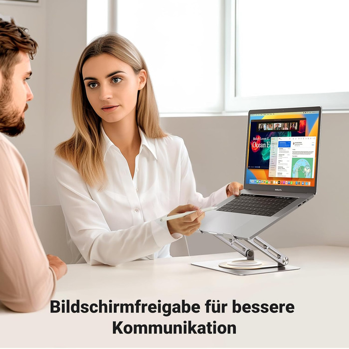 Підставка для ноутбука UGREEN 360 обертання, регульована висота, складна, ергономічна, з вентиляцією, сумісна з MacBook, Air, Pro та іншими ноутбуками 10-17.3, сіра