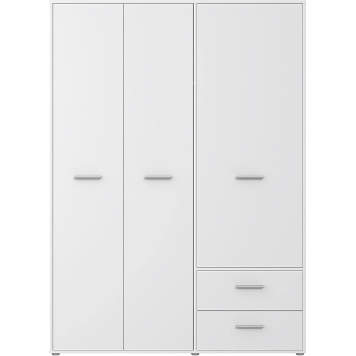 Шафа 140 150, біла шафа, шафа з орними дверима, 3 двері, з 2 шухлядами та полицями, біла, 145 см завширшки x 53 см завглибшки x 200 см заввишки. Біла 145 x 200 x 53 см, 3 двері