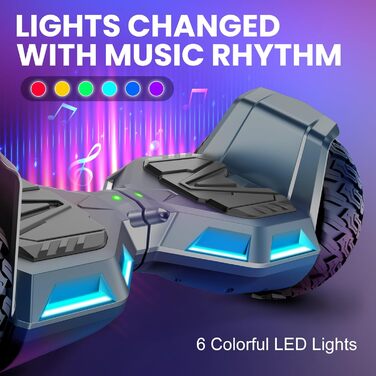 Гідроскейтборд SISIGAD 8,5 дюймів для будь-якої місцевості, стандарт ЄС - вбудований Bluetooth з потужним двигуном, самобалансуючий електричний скейтборд, подарунок для підлітків та дорослих