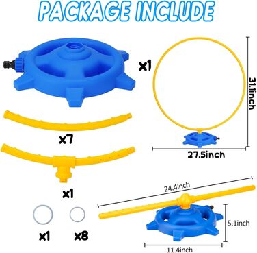 В 1 розбризкувач води для дітей, розбризкувач для малюків з розпилювачами на відкритому повітрі іграшка на відкритому повітрі для дівчаток хлопчиків 3-5 років 4-8 років літній задній двір газон грати розбризкувач, 2
