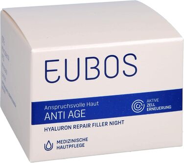 Нічний крем-заповнювач з гіалуроновою кислотою Eubos Hyaluron Repair, 50 мл