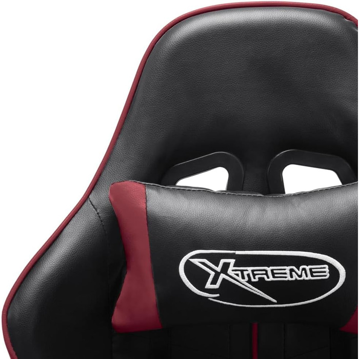 Геймерське крісло з чорної та бордової штучної шкіри з високою спинкою та 2 подушками для ергономічної підтримки та регулюванням висоти для столів 67 x 61 x 123-133 см Червоний-a