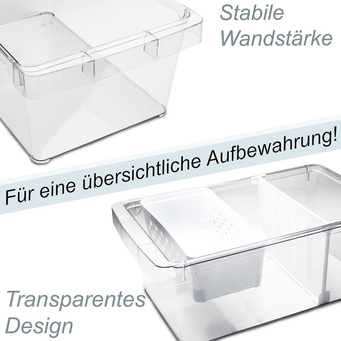 Органайзер для холодильника 37x23x14,5 см Прозорий з ручкою - Акрилова коробка для зберігання Організатор для холодильника Коробка для холодильника без BPA Комори Шафа для зберігання Прозора кухонна шафа Коробка 6 коробок, 6 шт.