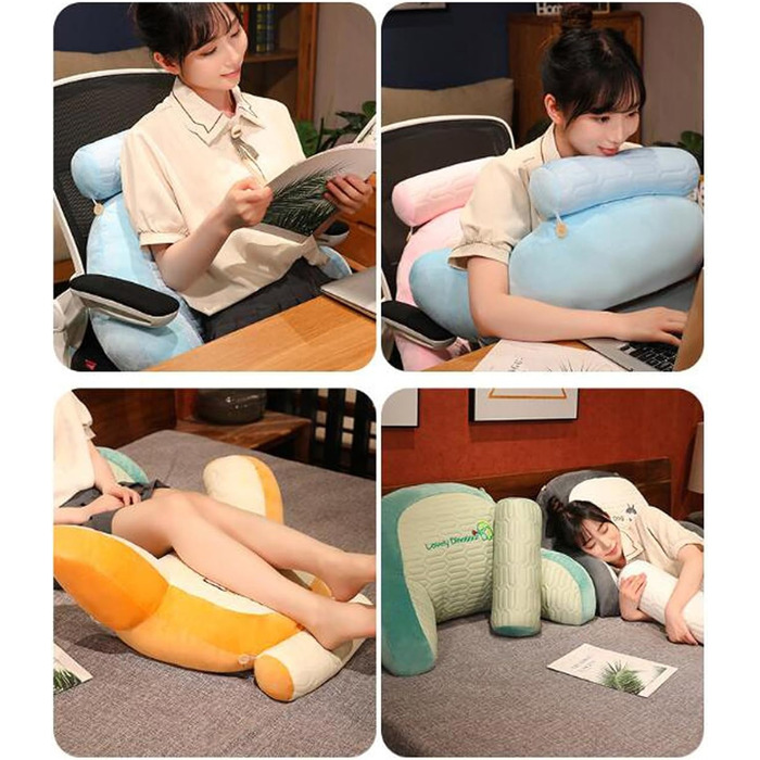 Подушка для читання SCARVES, з підтримкою для шиї/рук, латексна подушка Ice Silk, ергономічна подушка для спини для ліжка, чохли, що праються, для сидіння, читання або гри (колір чорний та білий, розмір 60 см x 60 см)