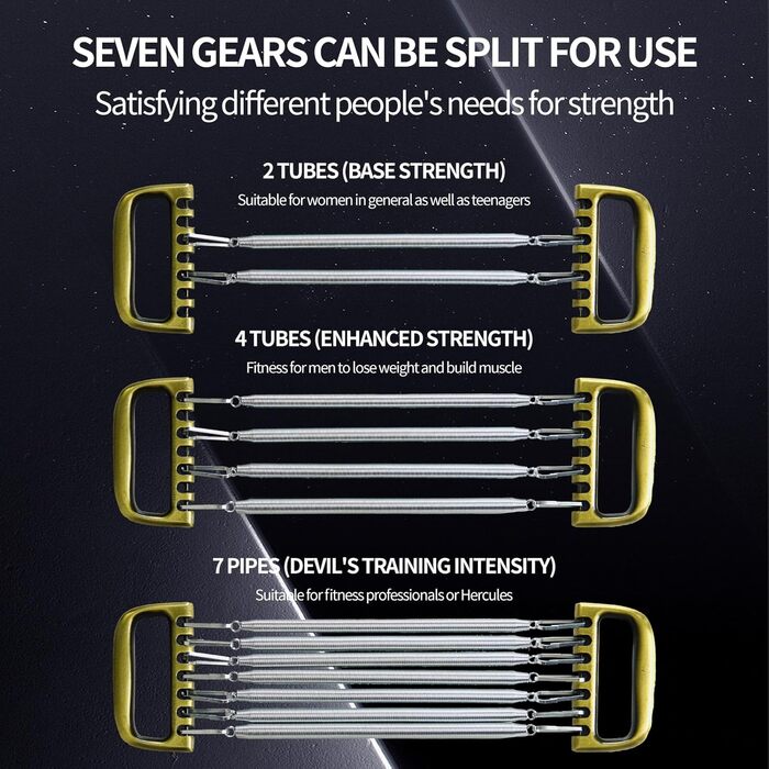 Еспандер для грудей 7 знімних пружин з ручкою з алюмінієвого сплаву для домашнього фітнесу, тренування м&39язів та бодібілдингу