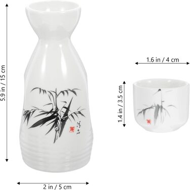 Набір для подачі саке з кераміки, 7 предметів. Традиційний керамічний глечик для саке 250 мл та 6 чашок по 30 мл. Ідеально для дому, сім'ї та гостей.