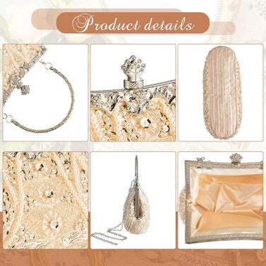 Елегантна вечірня сумочка-клатч Амілав у стилі 1920-х років з бісером для жінок, ідеальна для нареченої, гостей весілля, випускного, балу чи вечірки, колір шампань