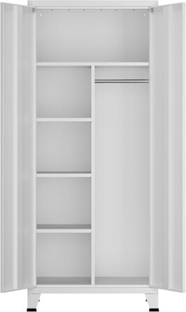 Дверна шафа з вішалкою для одягу, металева шафа для спальні, біла, з 3 полицями, 180 x 90 x 40 см, білий, 180 x 90 x 40 см - 0 шухляд, 2-