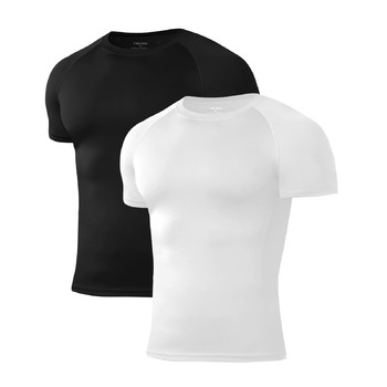 Компресійна футболка Niksa, чоловіча, дихаюча функціональна спортивна футболка з коротким рукавом, швидковисихаюча, розмір M, чорнабіла (2 шт.)