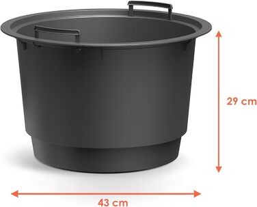 Пластиковий квітковий горщик Spetebo XL, круглий, прямої форми - 47 x 44 см - дизайнерський квітковий горщик антрацитового кольору з посадковою вставкою - кашпо, ваза для квітів, садове кашпо, велике - Модель 2 / 47 x 44 см